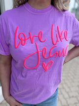 Purple Puff Print Love Like Jesus Tee