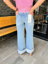 Addy's Mid Rise Distressed Wide Cuff Jeans