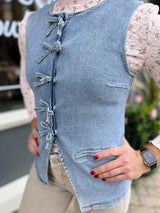 Denim Tied Fitted Vest