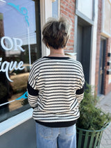 Black and White Striped Ribbed Top