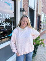 Pink Ditsy Flower Printed Hoodie