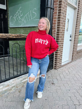 Red Merry Turtleneck Sweater