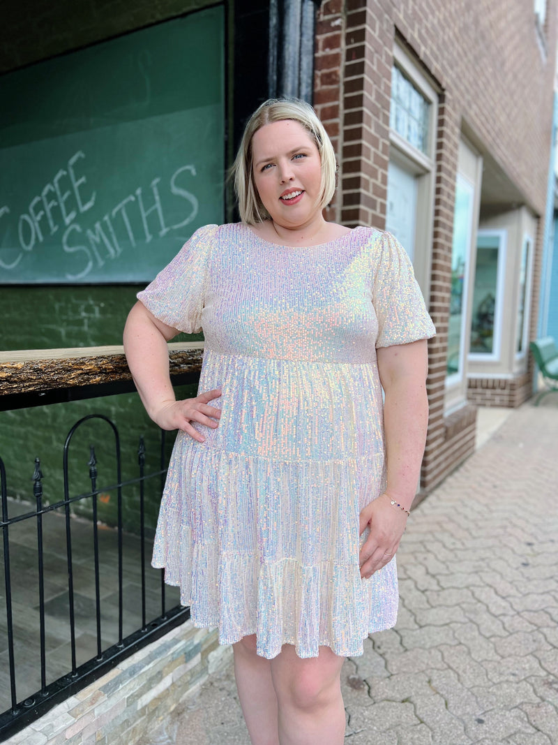 Curvy Cream Sequin Dress
