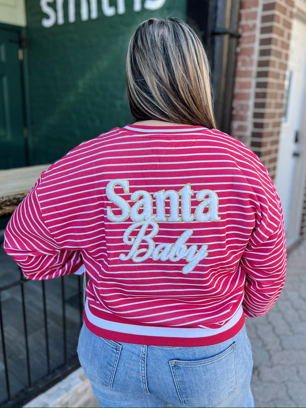 Red And White Stripe Santa Crewneck