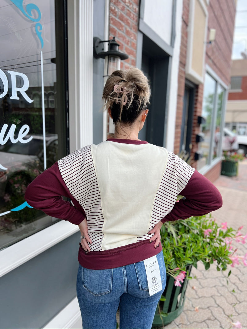 Striped Color Block Crewneck