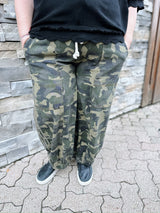 Curvy Camo Drawsting Elastic Waist Pants