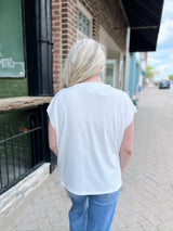 White Patriotic Star Patch Top