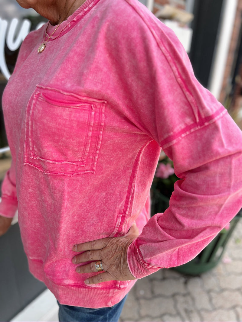 Acid Wash French Terry Pocket Pullover