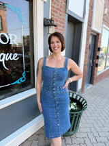 Button Down Denim Midi Dress