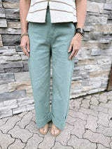 Sage Wide Leg Cuffed Pants