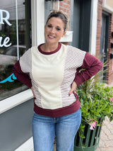 Striped Color Block Crewneck