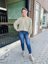 Olive Dolman Style Knit Top
