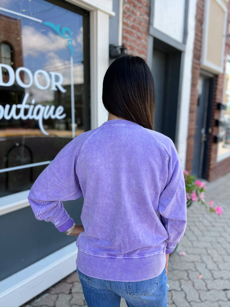 Snow Washed French Terry Pullover With Pockets