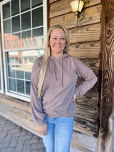 Textured Drawstring Hoodie Top