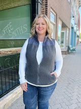 Curvy Gray Sherpa Vest