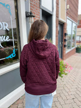 Maroon Quilted Hooded Top