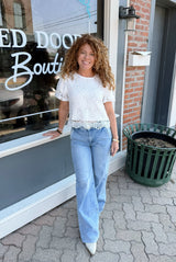 Greer's High Rise Double Button Light Wash Jeans