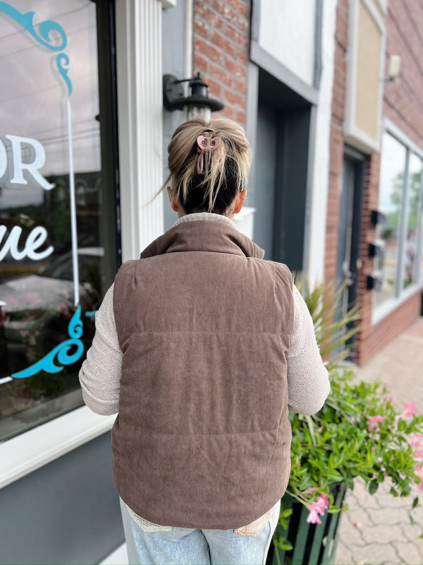 Brown Corduroy Reversible Vest