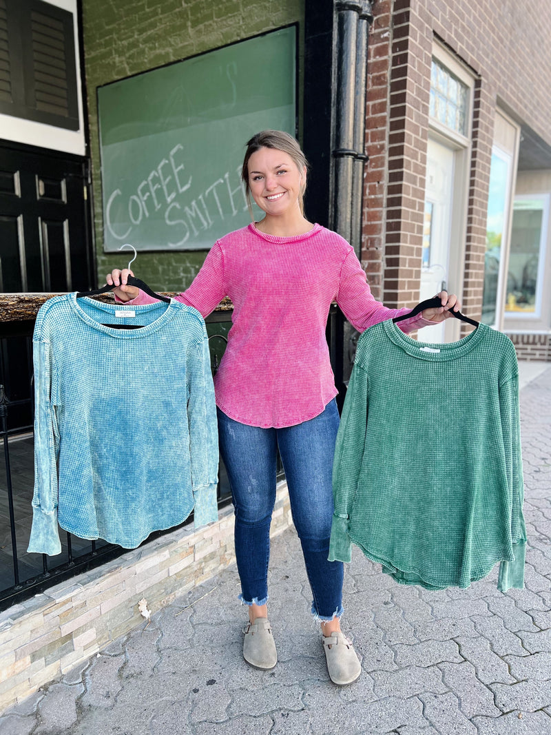 Long Sleeve Waffleknit Top