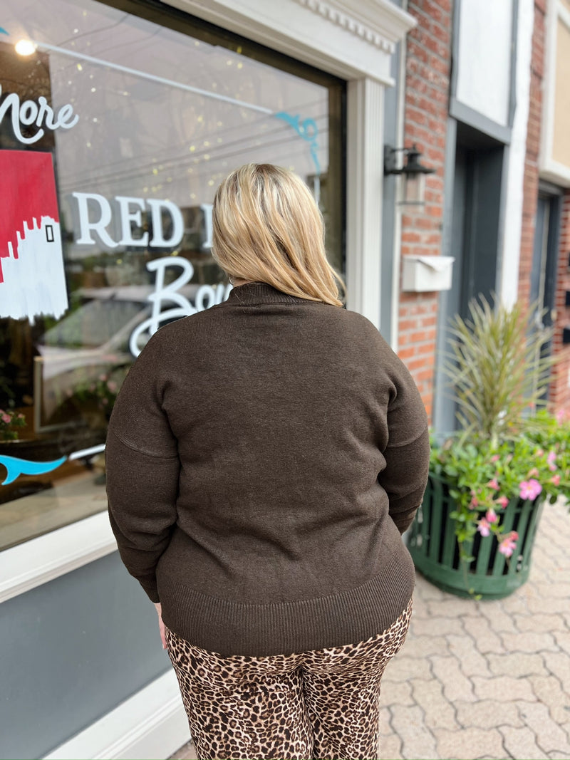 Curvy Front Seam Mock Neck Sweater