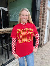 Red Sheer Checkered Top