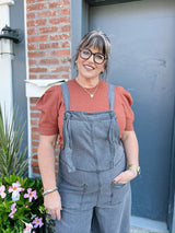 Curvy  Black Lightweight Denim Jumpsuit