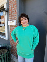 Ribbed Hem Pullover Crewneck