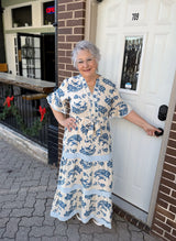 Paisley Short Ruffled Sleeve Tiered Maxi Dress