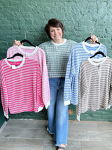Raised Rib Striped Pullover