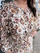 Curvy Long Sleeve Floral Maxi Dress