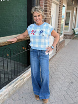 USA Chain Stitch Gingham Sweater