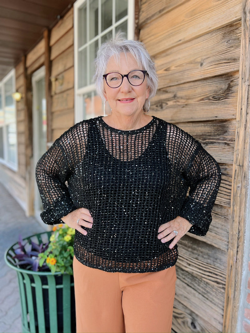 Curvy Sequin Crocheted Top