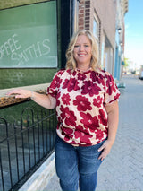 Curvy Burgundy Daisy Dressy Top
