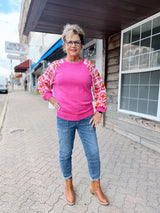 Pink Sweater with Crochet Arms