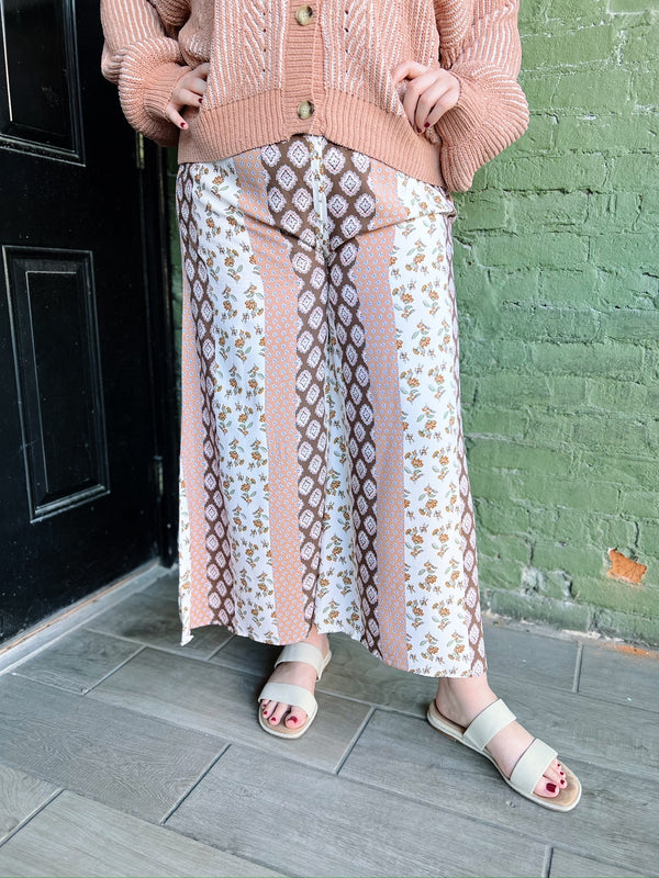 Curvy Brown Patchwork Pants