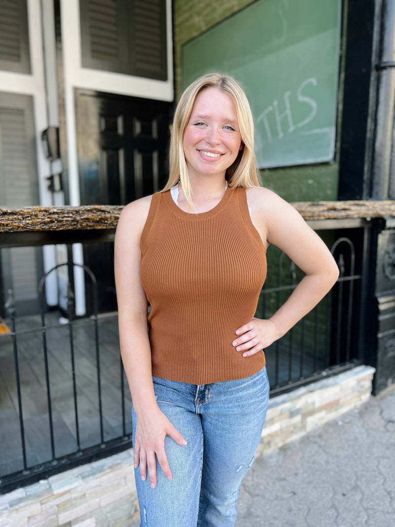Caramel Ribbed Knit Tank