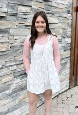 Ditsy Floral Romper with Bows on Shoulders