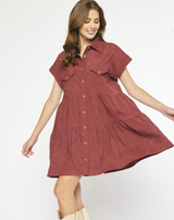 Soft Corduroy Tiered Dress