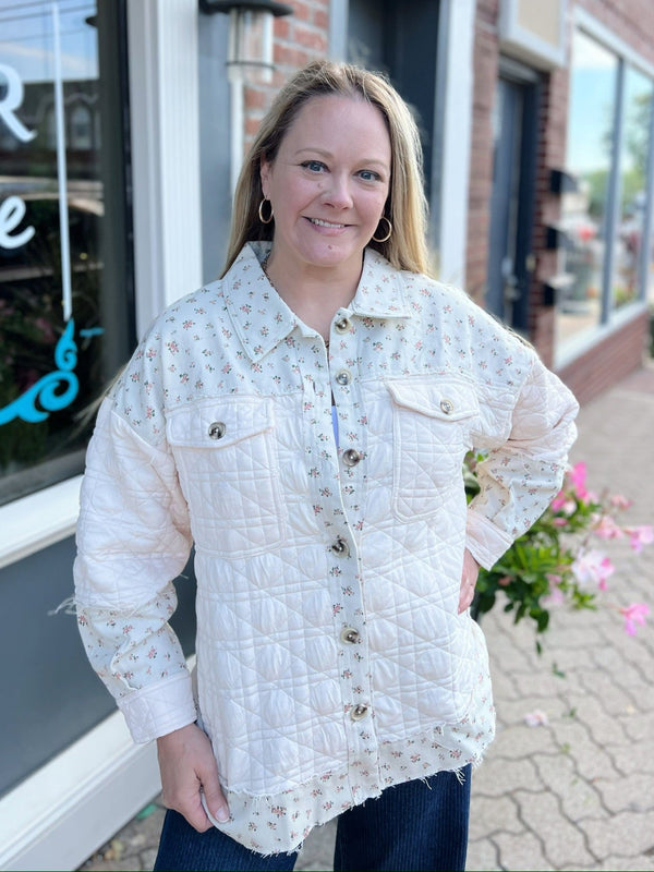 Quilted Floral Button Down Shacket