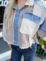 Chambray & Patchwork Jacket With Pockets