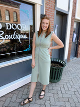 Sage Maxi Dress With Zipper Front