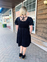 Black Corduroy Babydoll Dress