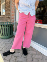 Button Front Stretch Twill Pants