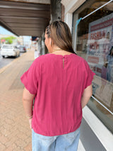 Curvy Drawstring Linen Top