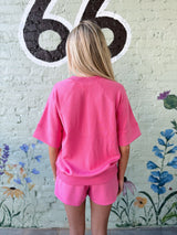 Pink Modal Rib Detail Top