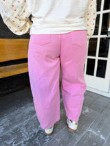 Curvy Pink Barrel Leg Pants