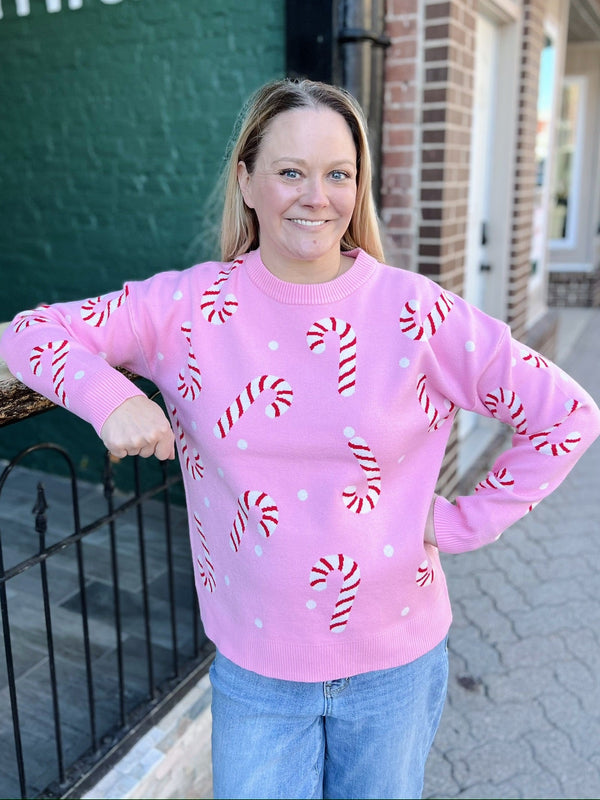 Candy Cane Long Sleeve Sweater