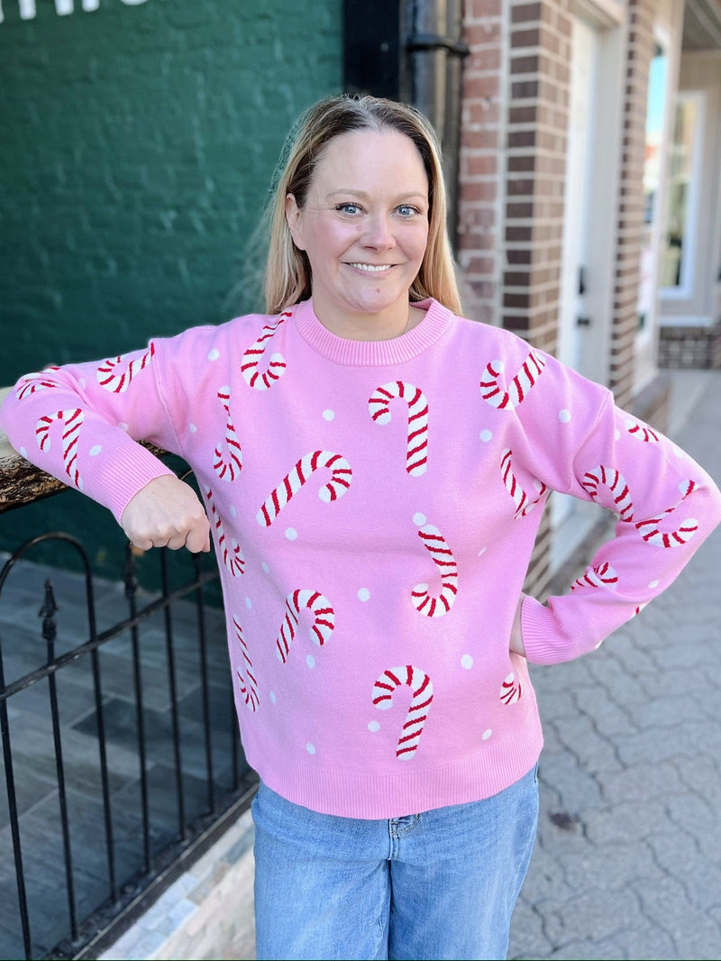 Candy Cane Long Sleeve Sweater
