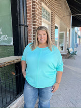 Curvy 3/4 Sleeve Light Weight Knit Oversized Top