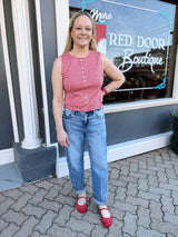 Red Gingham Sleeveless Top